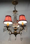 Vtg Chandelier Spanish Light Fixture Art Glass Prism Mcm French Cast Brass #K4. Fixed Price $279.99.