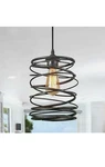 Lnc A03292 Lavie Mottled Black Pendant Light W/ Spiral Iron Lantern Cage. Fixed Price $39.99.