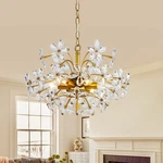 6-LIGHT Gold Flower Crystal Chandelier 18'' Hanging Fixture With Height.... Fixed Price $138.79.