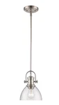 New Hampton Bay 1-LIGHT Brushed Nickel Mini Pendant W/seeded Glass B55. Fixed Price $63.73.