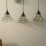 Set Of 3 Litex Industrial Pendant Lights CPM-1MBK Bell Cage, Brown, 60" Adjust. Fixed Price $39.99.