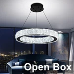 Idequy 23.6" Ring, Modern Led Crystal Dimmable Chandelier, Black. Fixed Price $119.01.