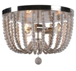 Kenroy 93134BS Flush Mount 3-LIGHT Brushed Steel White Wood Bead Boho Coastalnew. Fixed Price $39.50.