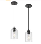 2 Pack Modern Black Farmhouse Clear Glass Cylinder Pendant Light Fixture Mini. Fixed Price $55.99.