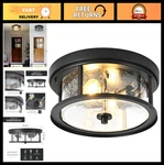 Modern Black Flush Mount Ceiling Light Fixture, 2-BULB Glass Design For Indoor/o. Fixed Price $82.99.