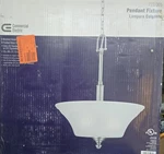 Commercial Electric 3LIGHT Brushed Nickel Pendant/frosted Glass Shade New. Fixed Price $39.00.