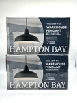 Pack Hampton Bay AF-1032R/BK Warehouse Pedant Black/matte White. Fixed Price $77.99.