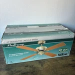 Vintage Nutone Nubreeze 44 Ceiling Fan Antique Brass Walnut Finish Blades Nos. Fixed Price $199.99.