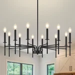 Black Metal 12-LIGHT Candle Chandelier For Dining Room & Living Spaces. Fixed Price $276.99.