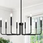 Lynnoland Black 8-LIGHT Chandelier Farmhouse Fixture Candle Pendant 2549S. Fixed Price $48.99.