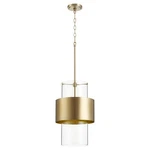 Aged Brass One Light From The Glass Cylinder Drum Pendants Collection. Fixed Price $583.00.