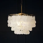 Aloadecor 3-LIGHTS Tiered Antique Bronze Capiz Seashell Accents Chandelier. Fixed Price $159.00.