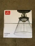 New Globe Electric Jackson 1-LIGHT Antique Brass And Brown Flush Mount #65380. Fixed Price $19.99.