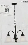 Project Source Fallsbrook 3-LIGHT Chandelier Oil Rubbed Bronze, Frosted Glass S7. Fixed Price $30.00.
