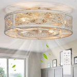 20" Low Profile Caged Ceiling Fan With Light & Remote For Bedroom Living. Fixed Price $166.99.