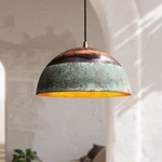 Handmade Green Patina Copper Pendant Light, Oxidized Dome Ceiling Solid. Fixed Price $298.00.