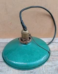 Antique Green 10" Hanging Light Shade... Pull String Socket. Fixed Price $20.00.