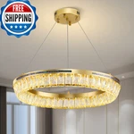 Akdxirun Modern Led Crystal Chandelier Brass Round Dimmable Gold. Fixed Price $149.46.