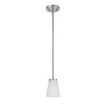 Hampton Bay Helena 4.7 In Brushed Nickel Pendant Light With Frosted Glass Shades. Fixed Price $23.88.