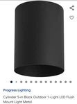 Progress Lighting Cylinder Flush Mount Outdoor Fixture, P5774-31 Black. Fixed Price $40.00.