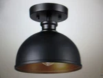 Globe Tallulah 1-LIGHT Matte Black Shade And Gold Interior Flush Mount. Fixed Price $17.95.