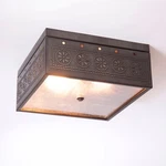 Irvins Country Tinware Square Black Ceiling Light W/ Chisel. Fixed Price $185.95.