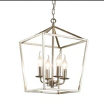 4-LIGHT Brushed Nickel Caged Farmhouse Chandelier Metal. Fixed Price $74.99.