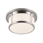 Feiss Woodward Three Light Flush Mount Brushed Steel Silver Indoor FM389BS Nib. Fixed Price $229.99.