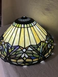 Meyda 15"W Tiffany Jeweled Peacock Multicolored Leaded Glass Lamp Shade. Fixed Price $222.00.