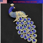 Vintage Style Peacock Bird Blue Rhinestone Crystal Cyan Brooch Pin Pendant. Fixed Price $13.77.