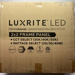 6PK LR24185 Luxrite 2X2 Ft Led Frame Light 3CCT 20/30/40W 5000 Lumens Dimmable. Fixed Price $400.00.
