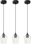 Modern Matte Black Pendant Lights With Glass Shade - 3 Pack. Fixed Price $109.99.