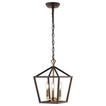 Jonathan Y 10" Oil Rubbed Bronze/brass Gold 3-LIGHT Pagoda Led Pendant Lanter.... Fixed Price $115.96.
