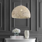 Jonathan Campana 20 In. Woven Rattan Dome Led Pendant, Cream JYL6504A. Fixed Price $129.99.