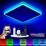 Annaror Smart Led Ceiling Wifi, 13IN Rgb Flush Mount Lighting White. Fixed Price $69.60.