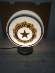 Rare American Legion Auxiliary Light Globe Lamp Gas Pump Milk Glass Fixture. Fixed Price $355.00.