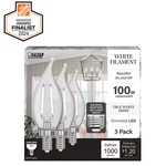 100W Equivalent BA10 E12/E26 Candelabra Dimmable White Filament Clear Chandelier. Fixed Price $22.07.