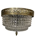 Vintage Genuine Lead Crystal Art Deco Style Flush Mount Light Western Germany. Fixed Price $250.00.