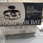 Hampton Bay Southbourne 15.5 In 3-LIGHT Matte Black Semi Flush Mount. Fixed Price $42.00.