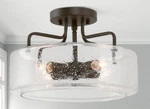 Lnc 12" 4-LIGHT Semi-flush Mount Modern Oil Rubbed Bronze Drum W/ Seeded Glass. Fixed Price $129.00.