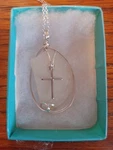 White Sea Glass Pendant W/cross On 20 Inch Sterling Silver Necklace Beachy Oak. Fixed Price $34.95.
