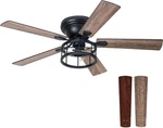 52" Farmhouse Flush Mount Ceiling Fan With Light & Remote, Black Industrial Desi. Fixed Price $192.99.