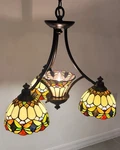 Vintage Tiffany Style Stained Glass Chandelier 4-LIGHT Hybrid (3-ARM + Center). Fixed Price $119.00.