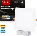 Vtuik 8-IN 6 Pack 18W Dimmable Square Led Can Light Retrofit With Junction Box. Fixed Price $48.63.