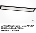 Afx Lighting Lugano 48"X12" Led Flush, Black/white - LGNL4812LAJD4BK. Fixed Price $99.00.