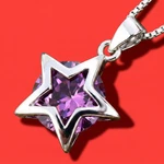 Sterling Silver Purple Amethyst Crystal Star Pendant Chain Necklace. Fixed Price $39.99.