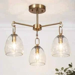 Lnc Modern 19.3 In. 3-LIGHT Plated Brass Semi-flush Mount With Bell Glass Shades. Fixed Price $44.95.