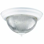 Sunset Lighting F7502-30 Flush Mount With Clear Prismatic Glass, White Finish. Fixed Price $19.96.