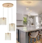 Romyear 3-LIGHTS Gold Crystal Chandelier For Foyer, Hallway, Entryway. Fixed Price $19.99.