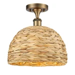 Innovations Lighting 516-1C-13-12 Woven Rattan Semi-flush Brushed Brass. Fixed Price $195.36.